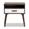 Baxton Studio Quinn White and Walnut Finished 1-Drawer Wood End Table 159-9852 - alternate 5